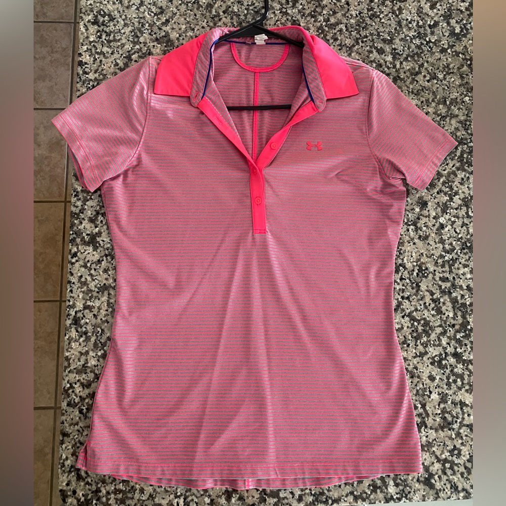 Women’s Under Armour Golf Polo - Hot Pink and Grey